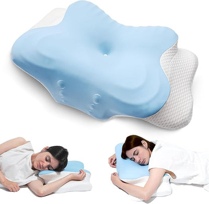 Memory Foam Cervical Neck Pillow, Cervical Pillows for Neck and Shoulder, Ergonomic Contour Bed Pillow Side Sleeper Pillows for Adults, Neck Support Pillow for Back Stomach Sleepers