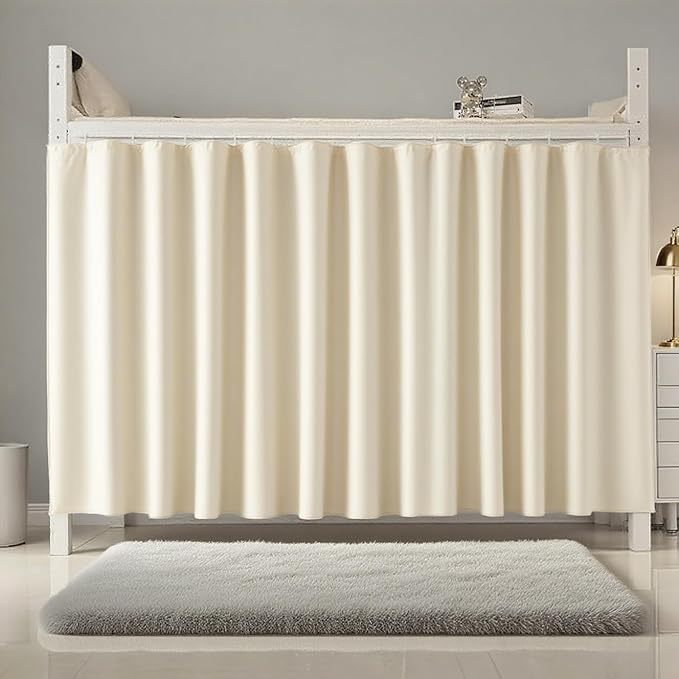 1PC Blackout Bed Curtains with Accessories Solid Color Single Loft Canopy Kids Student Beige
