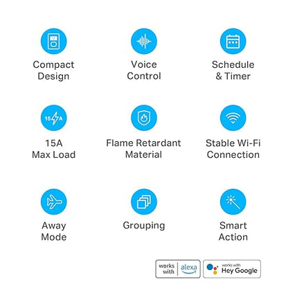 Kasa Smart Plug Ultra Mini 15A, Smart Home Wi-Fi Outlet Works with Alexa, Google Home & IFTTT, No Hub Required, UL Certified, 2.4G WiFi Only, 2 Count (Pack of 1)(EP10P2) , White