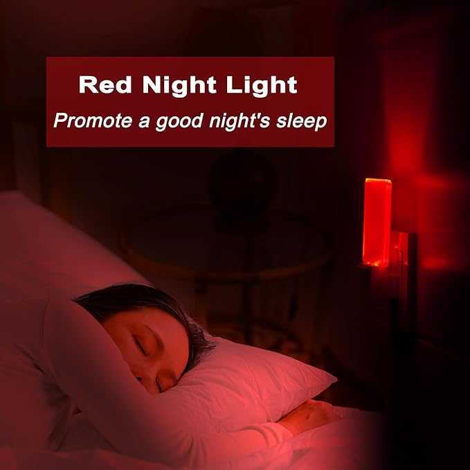 2 Pack 0.5W Plug in LED Night Light with Dusk to Dawn Sensor Red