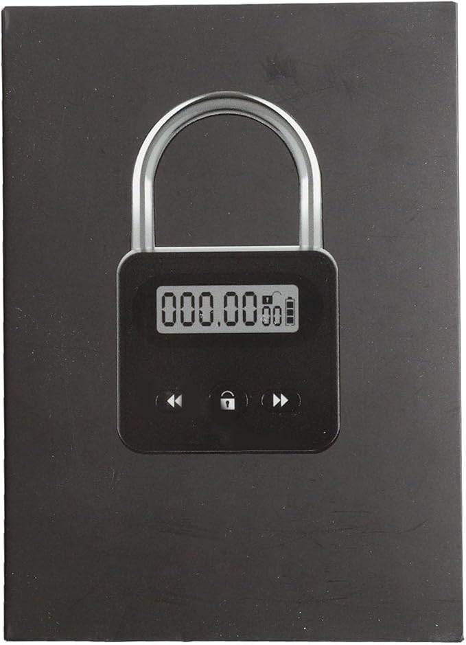 Electronic Timer Lock with LCD Display, 999-Hour Countdown, USB Rechargeable, Auto Unlock, for Self-Control Training (Silver)