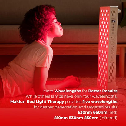Makiuri Red Light Therapy Lamp | LED Light Therapy Panel for Face & Body | Infrared & Red Light in 5 Wavelengths | Supports Relaxation, Skin Appearance & Overall Wellness | Venus (White 120 LED)