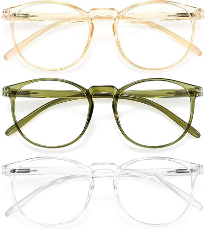 IBOANN Chic & Comfy Blue Light Glasses for Women - 3-Pack Round Frames, Screen-Ready Style with UV Protection Coating