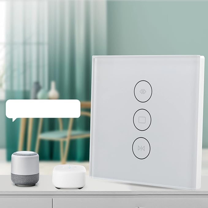Smart Curtain Switch, Wi-Fi Curtain Switch, Motorized Roller Blinds Shutter Touch Wall Switch APP Voice Control for Home Switch, Office Building, Exhibition Hall Switch (White)