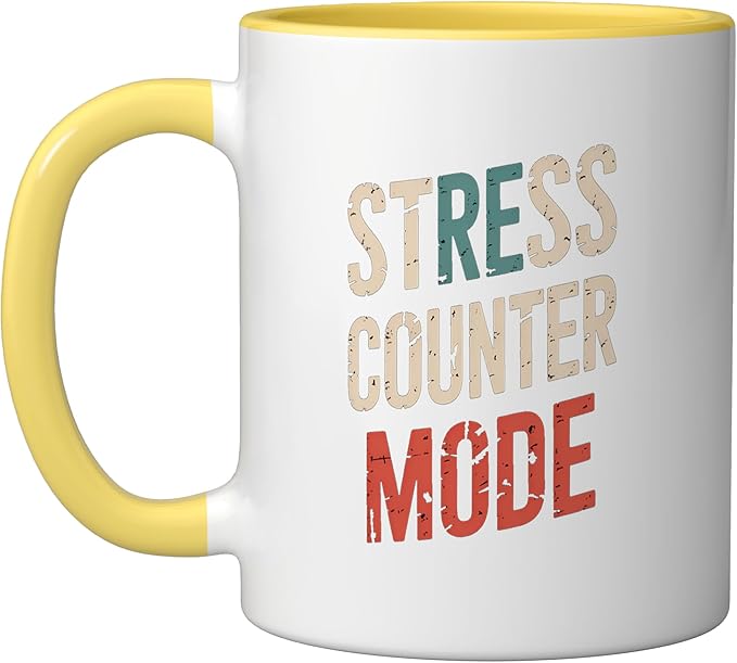 Relaxation Breathing Vagus Nerve Stimulation Stress Relief Ceramic Mug, Yellow/White