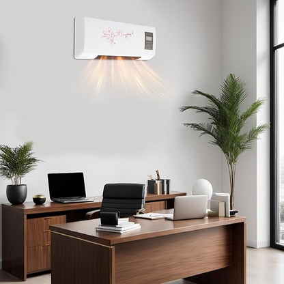 Electric Heater for Bedroom, 1400W PTC Fast Quiet Heater with Remote Control, Wall Mount/Desktop, 1-6H Timer, Adjustable Thermostat (60.8-104°F) for Office, Home, Room (11-20 m²) (with Flower)