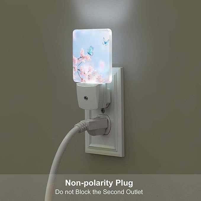 Groovy Butterfly and Flower Night Light,Plug Into Wall for Boys Girls Bedroom Decorative Square Night Light Lamp 0.5w Sleep Friendly