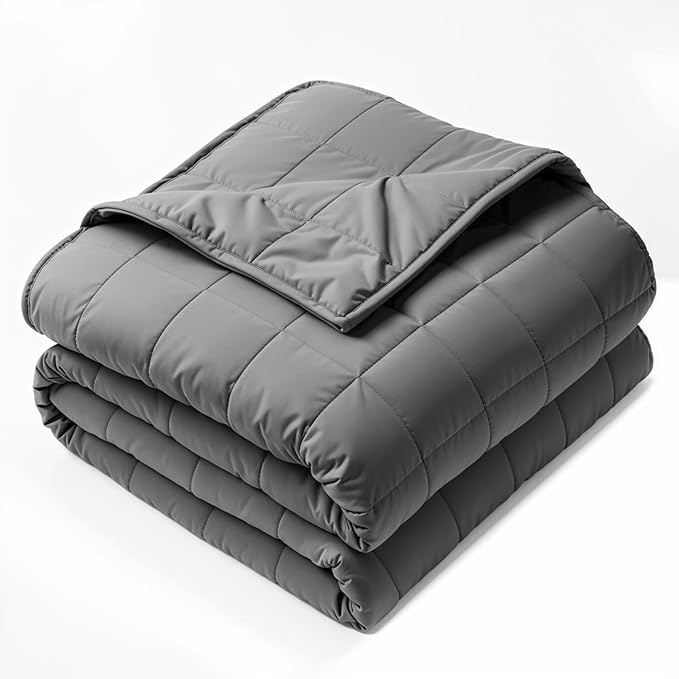 Weighted Blanket for Adults, Grey Cooling Heavy Blanket for Sleeping Perfect for 190-210 lbs, Queen Size Breathable Blanket with Premium Glass Bead, Machine Washable (60" x 80" 20lbs)