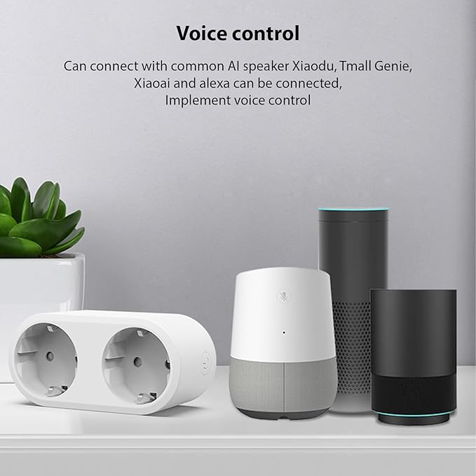 Smart Socket Dual Socket, Smart Power Timer Plug, Smart Sharing 16A WiFi Plug with Voice Control Timer Current Meter Power Off Memory Function for Home, Compatible with Zigbee/BLEmesh/TY APP