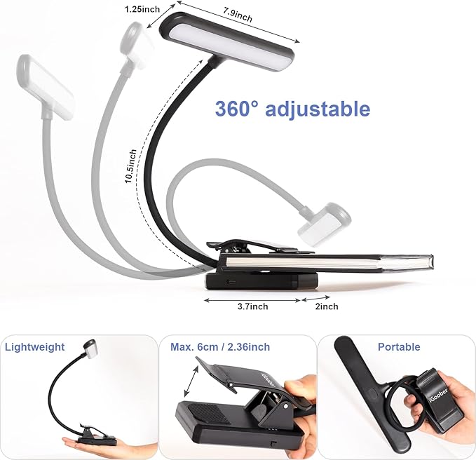 28 LED Music Stand Light, 1/2 Pack Clip on Piano Lights, Eye Caring & Blue Light Blocking, USB-C Rechargeable, 4 Color x 3 Brightness, Perfect for Musician, Piano, Keyboard, Orchestra