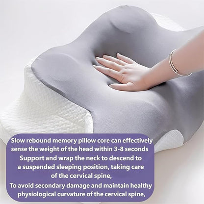 Pillow for Sleep Apnea, Cervical Neck Traction Pillow, 2-in-1 Orthopedic Memory Foam Pillows for Neck Pain Relief, for All Sleeping Positions, Breathable and Not Stuffy (2Pc * Blue)