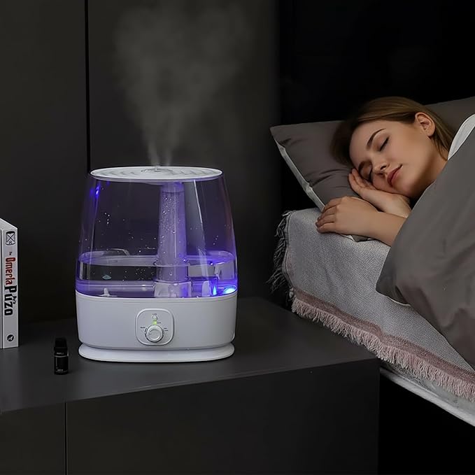 6L Humidifier for Large Room - Cool Mist Ultrasonic with 60H Runtime, Top Fill, Whisper Quiet ≤28dB, Auto Shut-Off, Essential Oil Diffuser & Night Light for Baby Nursery Bedroom Office