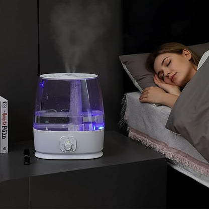 6L Humidifier for Large Room - Cool Mist Ultrasonic with 60H Runtime, Top Fill, Whisper Quiet ≤28dB, Auto Shut-Off, Essential Oil Diffuser & Night Light for Baby Nursery Bedroom Office