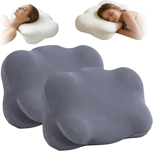 Cloud Pillow - Ergonomic Memory Foam Pillows, Zen Fluff Sleep Pillow with Neck & Shoulder Support, Adjustable Contour Neck Support for Side, Back, Stomach Sleepers, Breathable Anti-Wrinkle Pillowcase