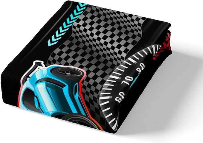 Racing Car Bedding Set Twin Size Extreme Sports Theme Bed Set for Teens Bedroom Decor Kids Sheet Microfiber Colorful Sports Car Bed Cover(1 Fitted Sheet+1 Pillow Case)