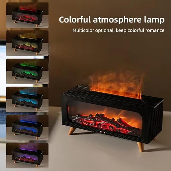 Fireplace Flame Air Diffuser Humidifier,7 Colors Aromatherapy Essential Oil Diffuser, Ultrasonic Cool Mist Humidifier with Remote,2 Gears Timer Shutdown,Can Connect to Water Bottle for Home Yoga (a1)