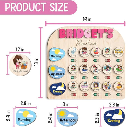 Wooden Chore Chart for Kids Visual Schedule, Routine Chart for Kids, Morning Bedtime Routine Chart for Toddlers Ages 2-4, Daily Kids Schedule Board for Home (17)