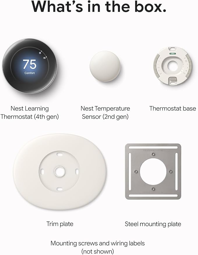 Google Nest Learning Thermostat Pro Edition with Temperature Sensor (4th Gen, 2024) Smart Energy Saving, Advanced Calibration, Adaptive Eco, Compatible with Alexa & Google Home (Polished Silver)