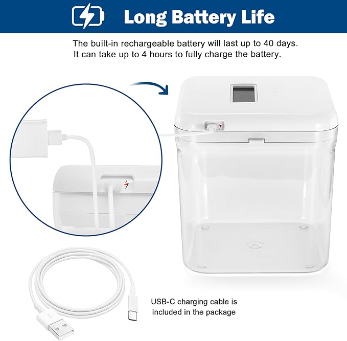 Timed Lock Box, Phone Lock Box with Timer, Rechargeable Time Locking Container, 6.5''x 6.5''x6.5'', Timed Lock Safe for Cell Phones, Snacks and Other Tempting Items