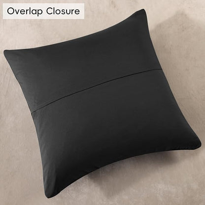 PHF Truly Velvet Euro Sham, 26"x 26",No Insert, 2 Pack Color Gradient Euro Throw Pillow Covers, Ultra Soft Cozy Pillow Covers for Luxurious Home Decorative, No Shedding, No Pilling, Black