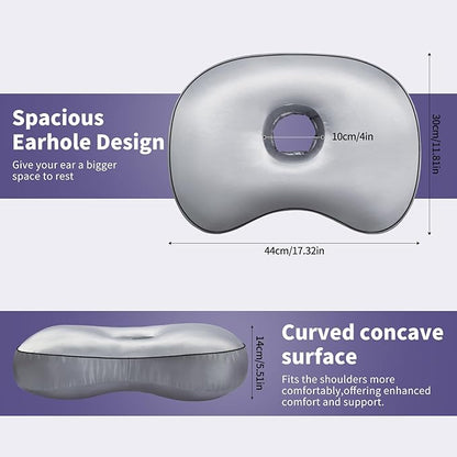 Blue Ear Piercing Pillow - Side Sleeper Support with 3.5" Ear Hole Relief, Hypoallergenic Orthopedic Pillow for Healing Piercings