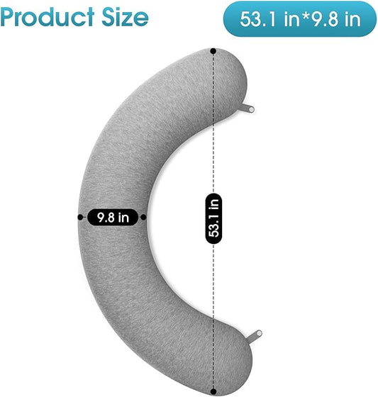 Body Pillow, Long Pillow, Memory Foam & C-Shaped for Side Sleeper, Machine Washable Pillowcase, 53”×10”