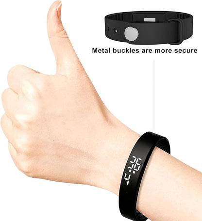 Vibrating Alarm Wristband Deaf People Watch Band Fit Sleeps Rise Silent Shock Clock Bracelet Bands for Heavy Sleepers Wearable Wrist Band That Won't Wake Partner Vibration Bed Shaker
