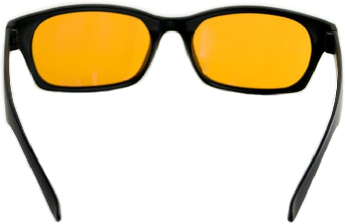 Blue Light Blocking Computer Glasses by Hack Your Sleep - Amber Tinted Lens Blocks Blue and UV Rays - Prevent Digital Eye Strain - Gaming Glasses - Reading Glasses (No Magnification)