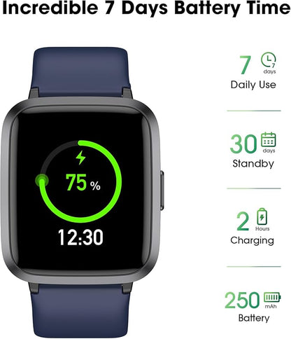 Fitness Tracker Watch with Heart Rate Monitor, Activity Tracker with Pedometer, Sleep Monitor, Calories & Step Counter, IP68 Waterproof Smart Watches for Women Men Fitness Watch for Sports