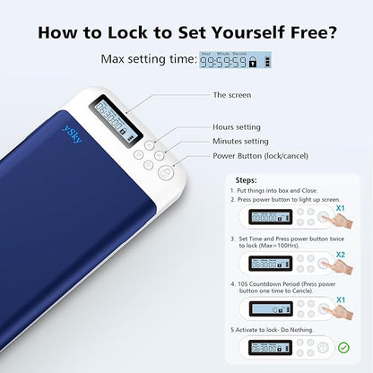 ySky Cell Phone Lock Box with Timer,Portable Timed Phone Lock Box for iPhone and Android Phones, Self-Control Timer Phone Locker Jail to Help Kids,Students Focus Back