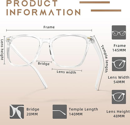 Oversized Square Blue Light Blocking Glasses for Women Men, Anti-Fatigue Computer Monitor Glasses Reduce Eye Strain