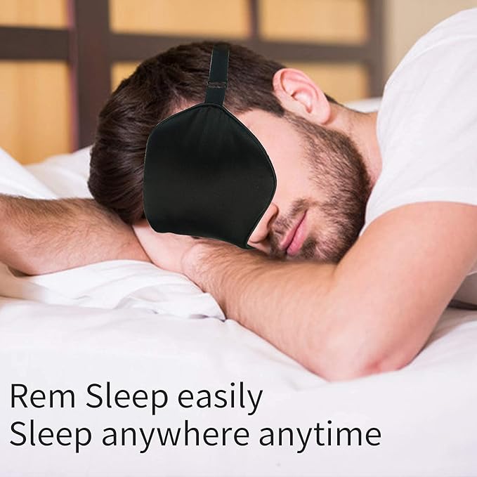 MMCTION Silk Sleep Eye Mask Ultra Comfortable Soft Eye Covers Night Mask Blackout Blindford Eye Shades for Sleeping with Adjustable Strap for Women Men Blue