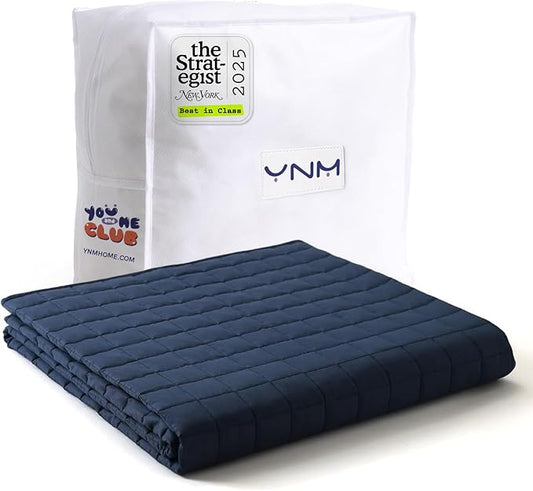 YnM Exclusive 40 lbs Weighted Blanket, Extra Heavy Cotton Bed Blanket for Two Persons, Ideal for Queen or King Bed (88x104 Inches, 40 Pounds, Navy)