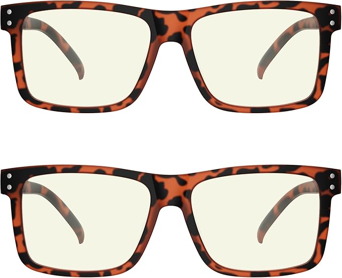 Eyekepper 2 Pack Oversized Reading Glasses Square Large Blue Light Readers for Men Women - Transparent +3.00