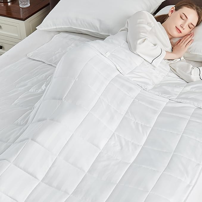 Weighted Blanket Queen Size (60"x80" 15lbs),Ultra Soft and Cozy Cooling Weighted Blanket Queen Size for Adult,Heavy Blanket with Machine Washable Soft Blanket, White