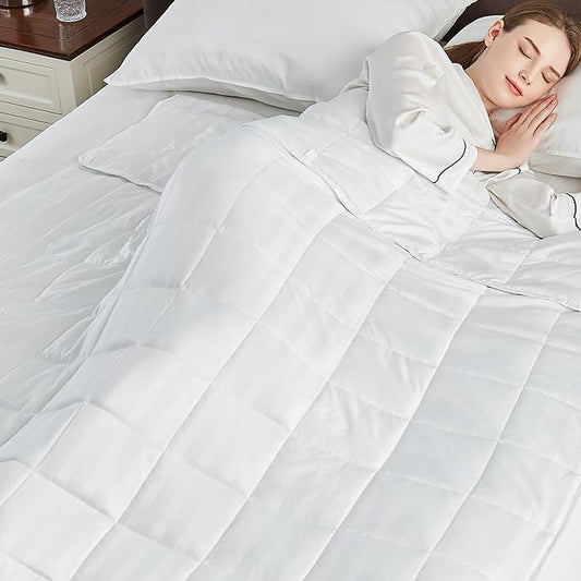 Weighted Blanket Twin Size (48"x72" 15lbs),Ultra Soft and Cozy Cooling Weighted Blanket Twin Size for Adult,Heavy Blanket with Machine Washable Soft Blanket, White
