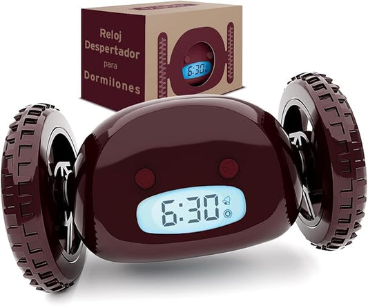 CLOCKY Alarm Clock on Wheels – Loud Rolling Alarm Clock for Heavy Sleepers | Runaway Clock That Jumps & Runs to Wake You Up | Funny Unique Gift for Adults, Teens & Kids Bedrooms (Wine)