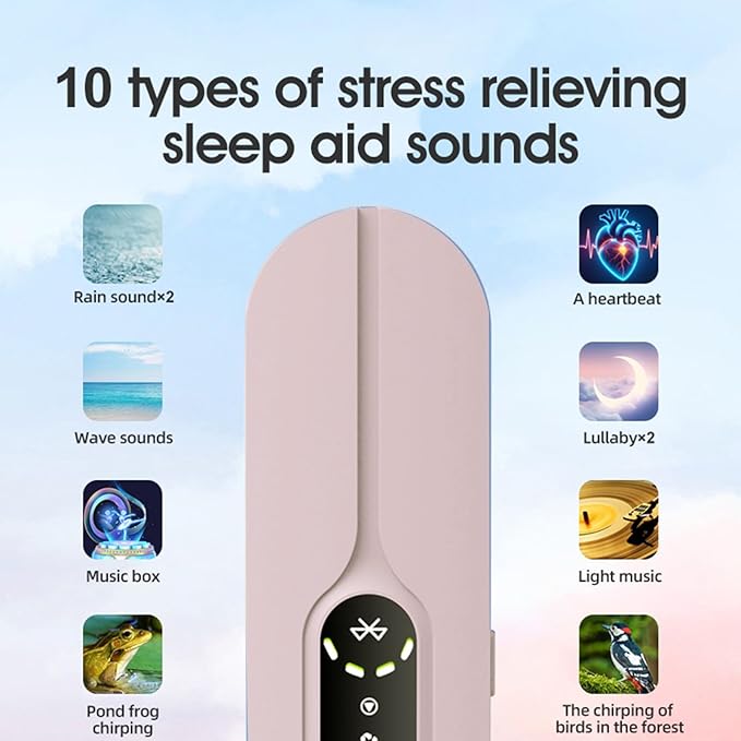 Pillow Speaker for Sleeping, Mini Bone Conduction Bluetooth Under Pillow Speaker with 10 Soothing Sounds, Sleep Timer, TF Card Support for Side Sleepers & Deep Sleep, Pink