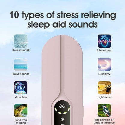 Pillow Speaker for Sleeping, Mini Bone Conduction Bluetooth Under Pillow Speaker with 10 Soothing Sounds, Sleep Timer, TF Card Support for Side Sleepers & Deep Sleep, Pink