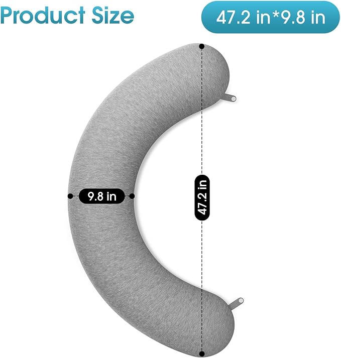 Body Pillow, Long Pillow, Memory Foam Body Pillow, C-Shaped Side Sleep Pillow, Machine Washable Pillowcase, 47”×10”