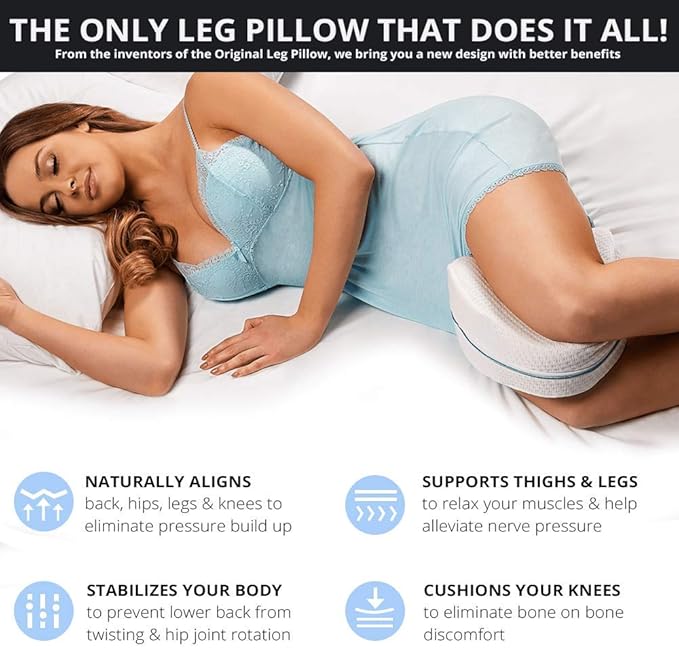 Contour Legacy Leg & Knee Foam Support Pillow for Side Sleepers Soothing Relief for Back, Hips, Knees, Joints, Nerves & Muscles