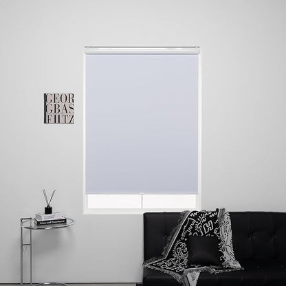 Cordless Roller Shades 100% Blackout Blinds for Windows and Doors, Pull Down Room Darkening Window Shades, Easy to Install for Home and Office, White, Fixed 75 Inches High, 27 Inches Width
