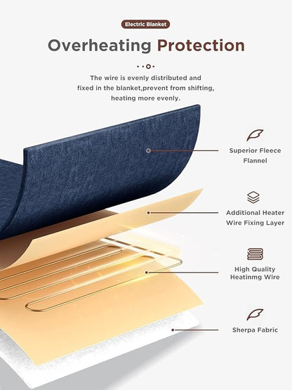 Heated Blanket,Soft Flannel Heated Throw Blanket,Fast Heating Electric Throw Blanket with 8 Heating Levels,9 Hours Auto Shut Off,Home Sleep Electric Blanket Throw, A Thoughtful Gift for Elders