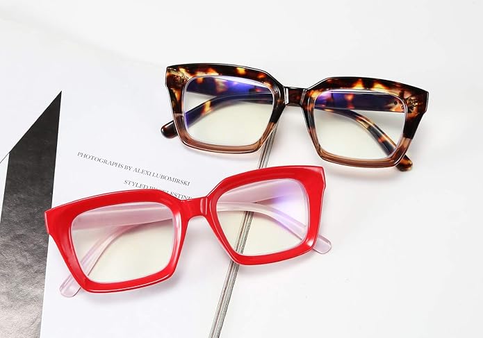 FEISEDY Retro Square Blue Light Blocking Reading Glasses Anti Glare Digital Eyestrain Reader B2479