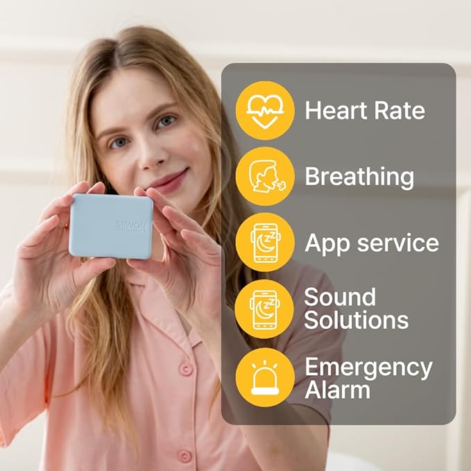 Smart Sleep Tracker – Non-Wearable Sleep Monitor with Advanced Sleep Analysis, Breathing Monitoring, Emergency Alerts, AI Sound Therapy & App Control
