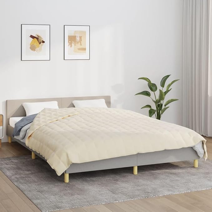 Light Cream Weighted Blanket 4 Pieces, Breathable Hypoallergenic Material for Stress Relief and Soothing Relaxation, Heavy Design for Weighted Stability and Better Sleep,