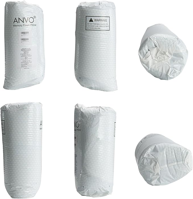 Anvo Cervical Neck Pillow for Neck and Shoulder Pain - Memory Foam Pillows for Pain Relief Sleeping, Contour Orthopedic for Side Back Stomach Sleeper, Grey