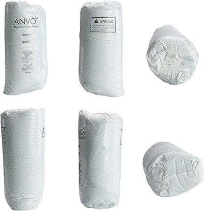 Anvo Cervical Neck Pillow for Neck and Shoulder Pain - Memory Foam Pillows for Pain Relief Sleeping, Contour Orthopedic for Side Back Stomach Sleeper, Grey