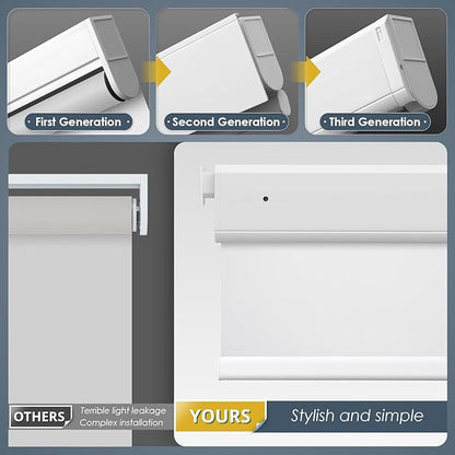 Motorized Blinds with Remote Control,No-Drill Smart Blinds with 【Complementary Solar Panel】,Cordless Automatic Blinds for Windows, 1OO% Blackout Electric Shades Customize