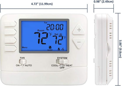 ELECTECK 5-1-1 Day Programmable Digital Thermostat for Home, up to 1 Heat/1 Cool with Large LCD Display, Compatible with Single Stage Electrical and Gas System, White
